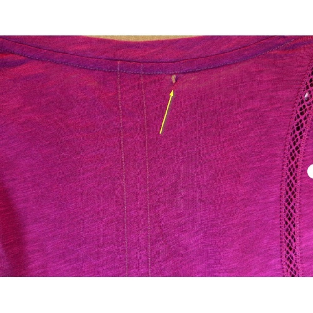 NWT Democracy 2X Plum Lace Inset Cotton Modal Knit Pullover Top Bishop Sleeve - Picture 12 of 12